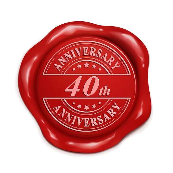 40th aniversário 3d selo de cera vermelha — Vetor de Stock