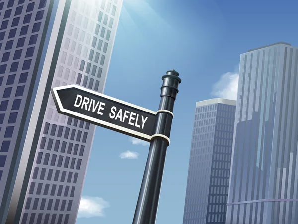 3d señal de tráfico que dice la seguridad de conducción — Vector de stock