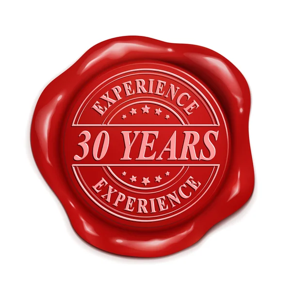 Thirty years 3d red wax seal — Stock Vector