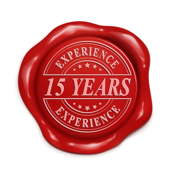 Fifteen years 3d red wax seal — Stock Vector
