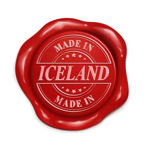 Fabriqué en Islande Sceau de cire rouge 3d — Image vectorielle