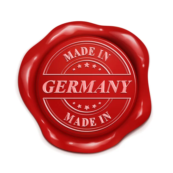 Made in Germany 3d kırmızı mum mühür — Stok Vektör