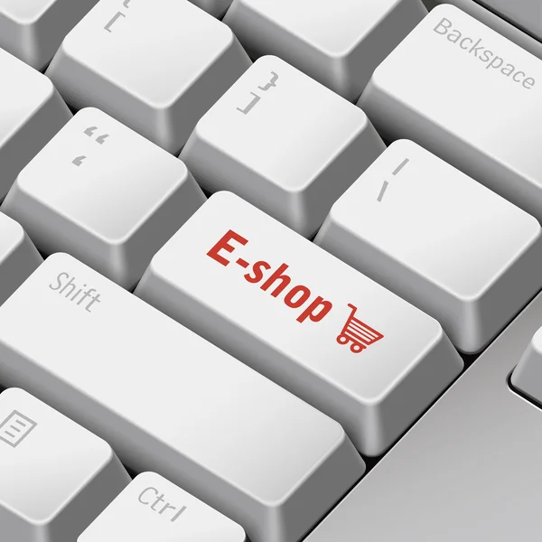 Concepto de e-shop con teclado de ordenador 3d — Archivo Imágenes Vectoriales