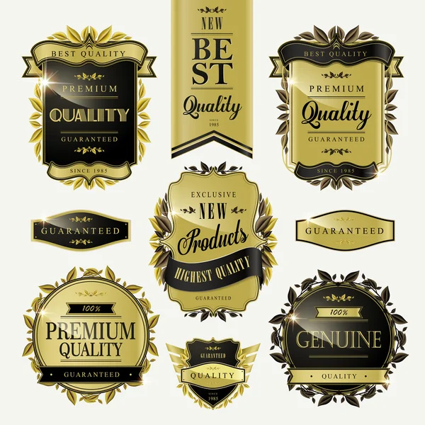 Labels de qualité premium doré — Image vectorielle