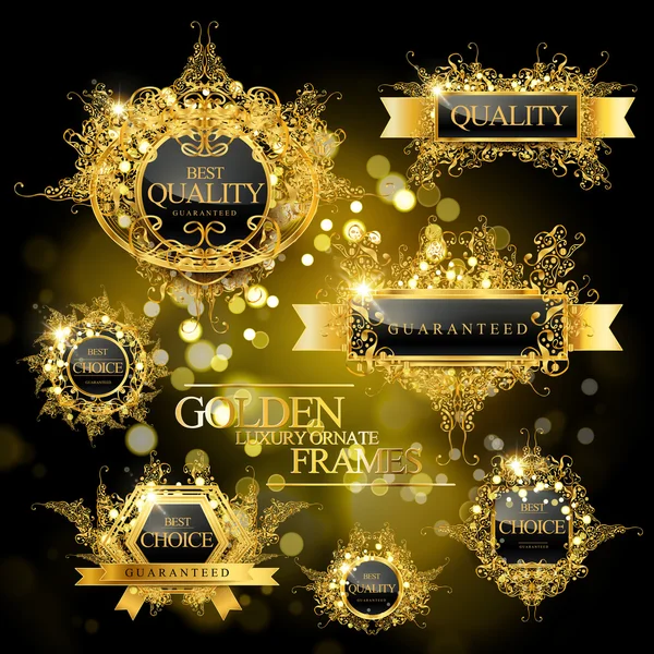 Premium zlatý kvalitní popisky — Stockový vektor
