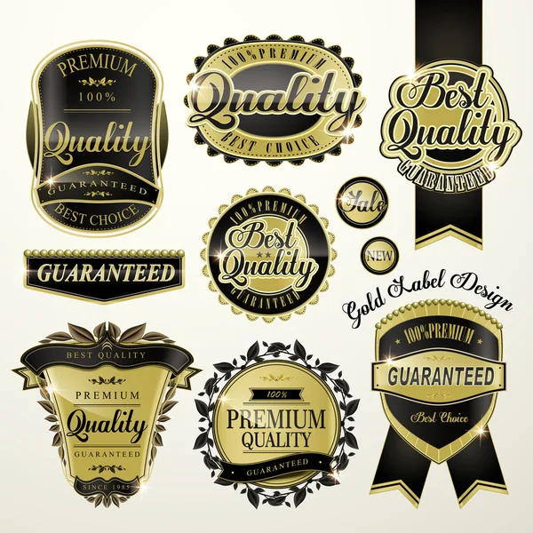 Premium golden quality labels — Stock Vector