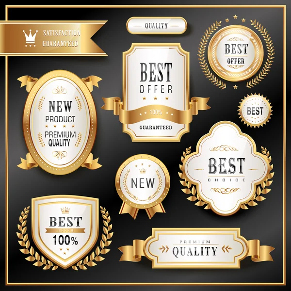 Gouden Premium etiketten — Stockvector