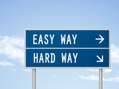 kolay ve zor yolu ile 3D illüstrasyon yol işareti