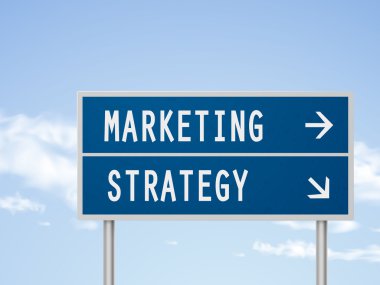 Pazarlama ve strateji ile 3D illüstrasyon yol işareti