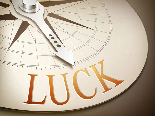 3D-компас с иглой, указывая слово удачи — стоковый вектор