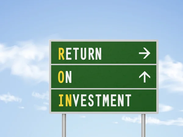 3d ilustração retorno sobre investimento sinal de estrada — Vetor de Stock