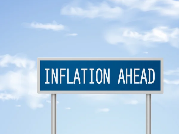 3d Illustration Inflation vor Verkehrsschild — Stockvektor