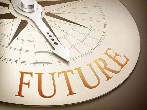 Трехмерная стрелка компаса, указывающая на будущее — стоковый вектор