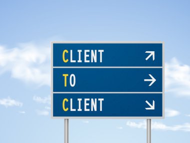 istemci için istemci ile 3D illüstrasyon yol işareti