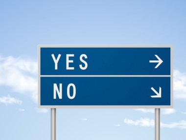 Evet ve hayır ile 3D illüstrasyon yol işareti