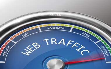 Web Trafik kavramsal 3d çizim Ölçer göstergesi