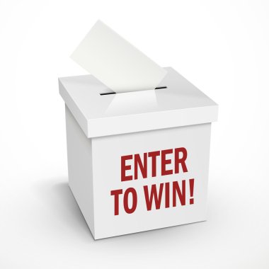 enter to win words on the 3d white voting box clipart