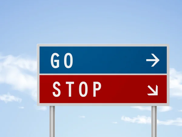 3D Illustration Verkehrsschild mit Go and Stop — Stockvektor