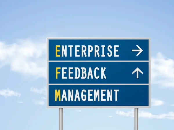 Illustration 3d entreprise feedback management road sign — Image vectorielle