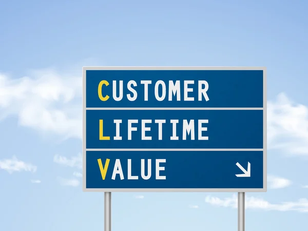3d illustration customer lifetime value road sign — Stock Vector