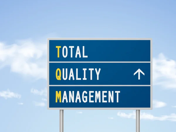 3D illustration total quality management Vägmärke — Stock vektor
