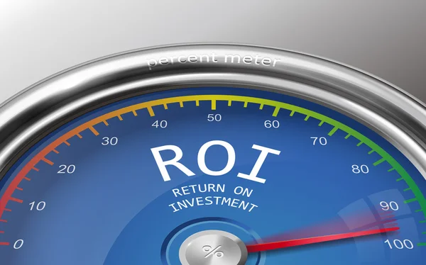 Rendement op de investering procent 3d illustratie meter — Stockvector