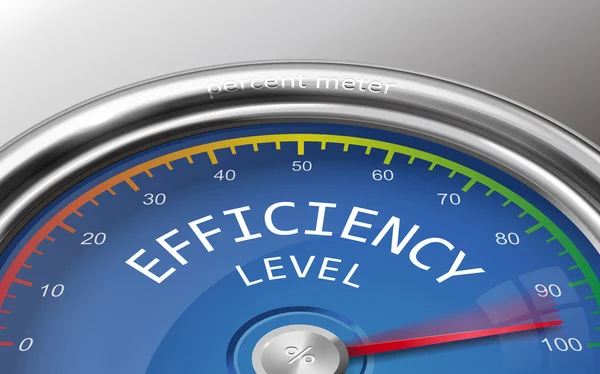 Efficiency level conceptual 3d illustration meter indicate hundr — Stock Vector