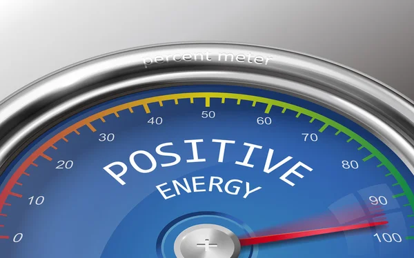 Positieve energie conceptuele 3d illustratie meter — Stockvector