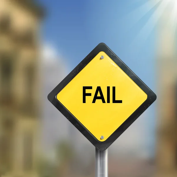 Ilustración 3d de la señal amarilla del fracaso — Vector de stock