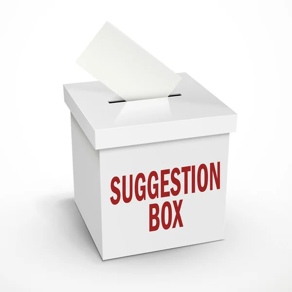 Palabra de sugerencia en la caja de votación blanca 3d — Vector de stock