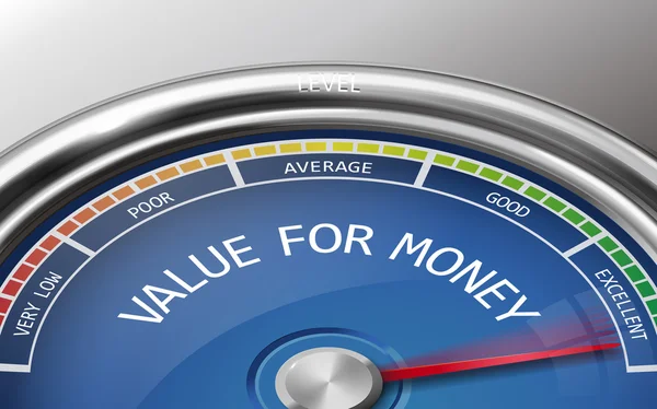 Value for money conceptual 3d illustration meter indicator — 스톡 벡터