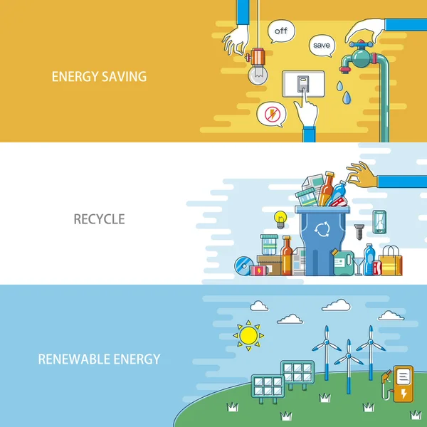 Ecología diseño plano — Vector de stock