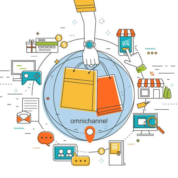 Illustration des Omnichannel-Konzepts — Stockvektor