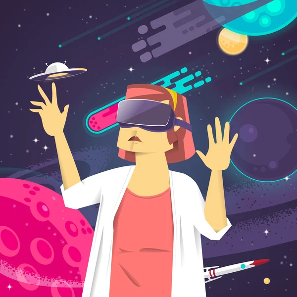 Realidad virtual Diseño plano — Vector de stock