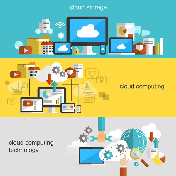 Tecnologia de nuvem design plano — Vetor de Stock