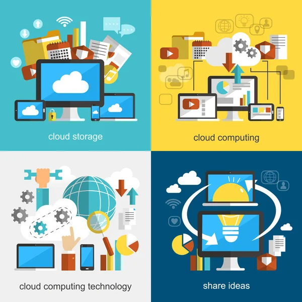 Cloud-teknologi fladt design – Stock-vektor