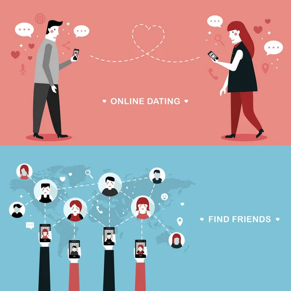 Online-Dating flache Gestaltung — Stockvektor