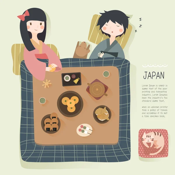 Adorável Japão vida diária —  Vetores de Stock