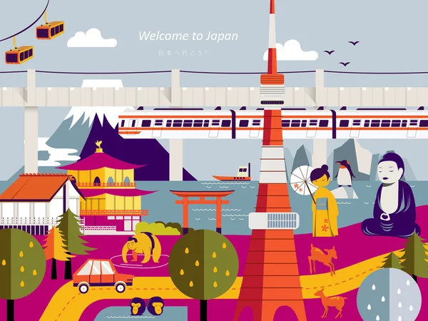 Modernes japanisches Reiseposter — Stockvektor