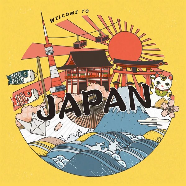 Turismo de moda de Japón — Vector de stock