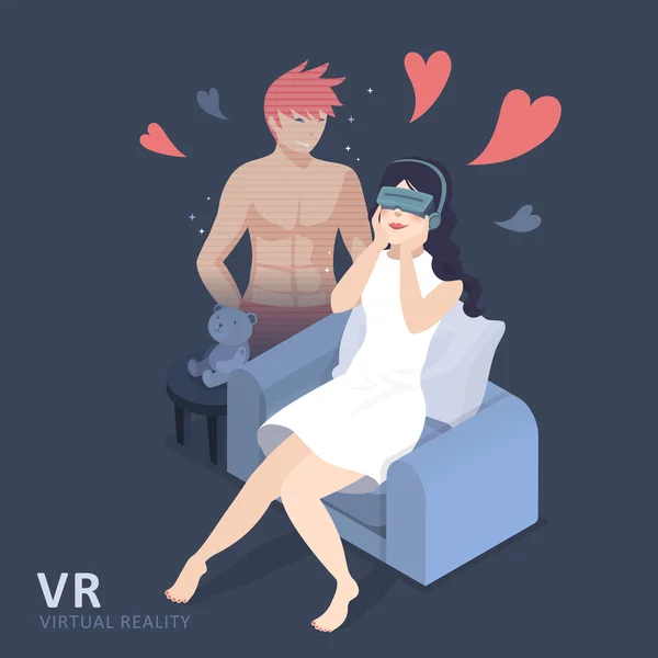 Realidad virtual - Entretenimiento para adultos — Vector de stock