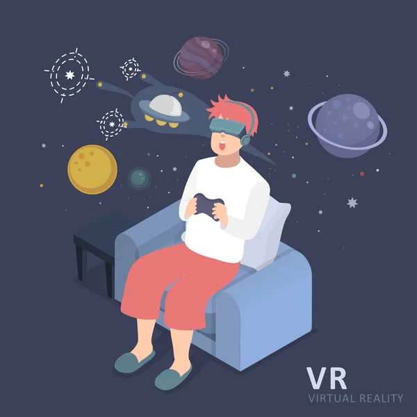 Experiencia de realidad virtual — Vector de stock