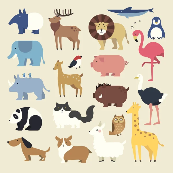 Cartoon animals set — Stock Vector