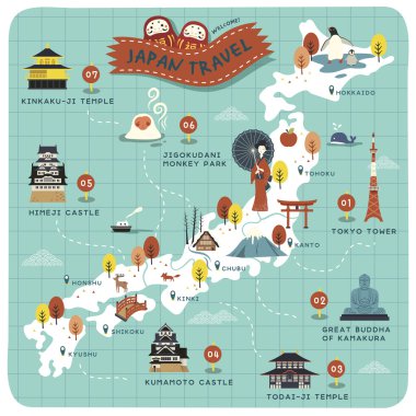 Japonya seyahat harita