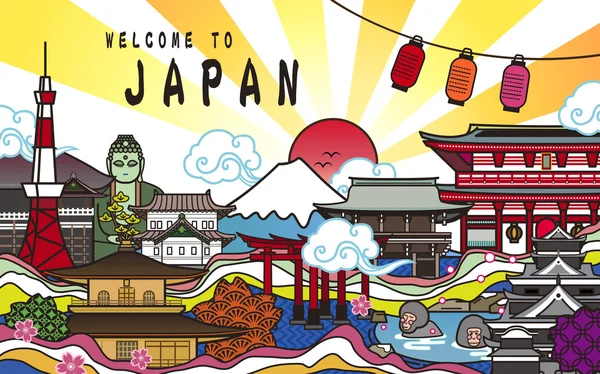 Willkommen zu japanischem Plakatdesign — Stockvektor