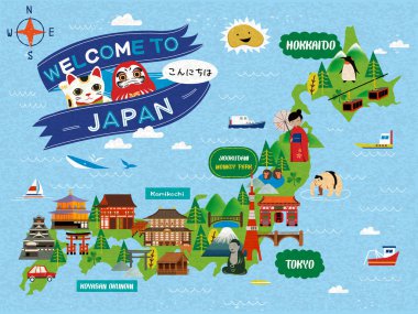 çekici Japonya seyahat harita