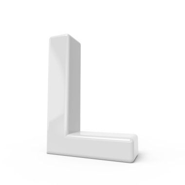 3D render Beyaz harf L 