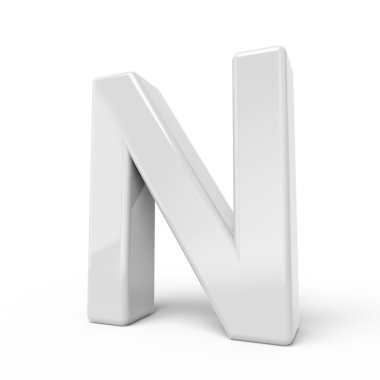 3D render Beyaz harf N 