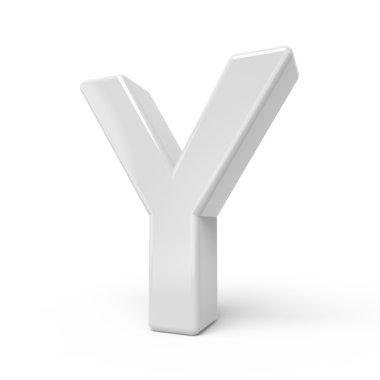 3D render Beyaz harf Y