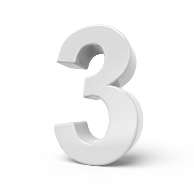 3D render beyaz sayısı 3 